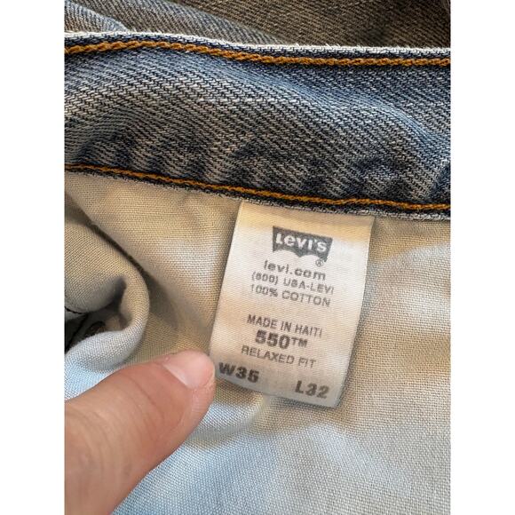 Levis 550 Jeans Mens Size 35x32 Blue Relaxed Fit Tapered Leg Hipster Y2K Retro - Picture 6 of 11